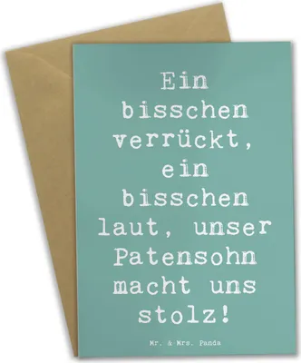 Produktbild von Mr. & Mrs. Panda Motivkarte Spruch Stolzer Patensohn - Meeresbrise - Geschenk, herzerwärmende Sprüche, weihnachtskarten, einladungskarten, Patenkind, handgemacht, Freude