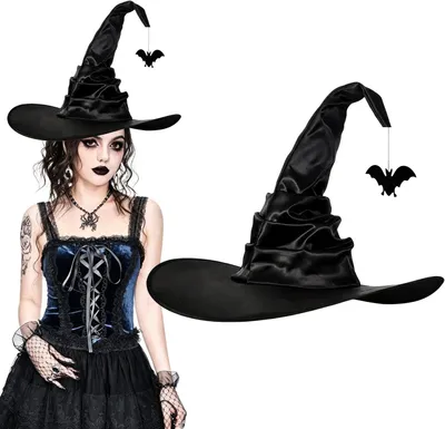 Productafbeelding van Hekshoed met vleermuis, zwart, 1 stuk, Halloween accessoires