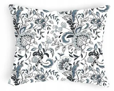 Obrázek produktu pro Designpremium Povlak na polštář bavlněný 40x60 cm květiny šedobílý