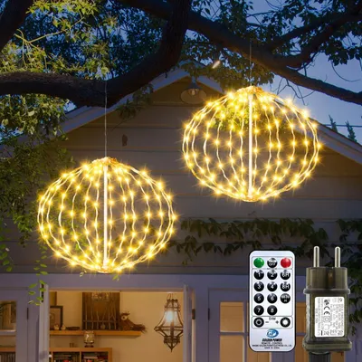 Produktbild von LED Lichtkugel Weihnachtsbeleuchtung Lichterkugel - 20 cm - Warmweiß - 2 Stück - Für draußen