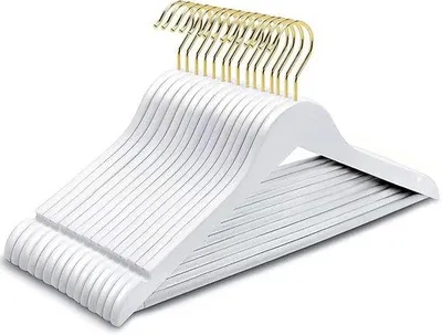Produktbild von Famanu Kleiderbügel Set 10 Stück mit Antirutsch-Hosenstange – Weiß
