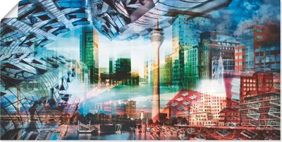 Produktbild von ARTland Poster Düsseldorf Skyline Collage VII Größe: 100x50 cm
