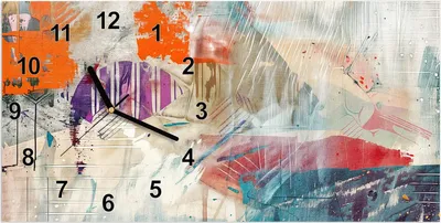 Produktbild von Wanduhr aus Glas mit Motiv Abstrakte Kunst- 60 x 30 cm - inkl. Aufhängesystem
