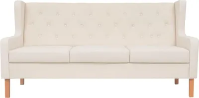 Produktbild von vidaXL Sofa 3-Sitzer Stoff Cremeweiß