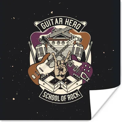 Produktbild von MuchoWow® Poster Gitarre - Musikinstrumente - Retro 30x30 cm - Wandposter - Printing