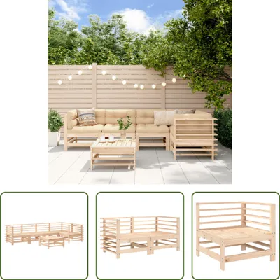 Produktbild von The Living Store 6-tlg. Garten-Lounge-Set Massivholz Kiefer