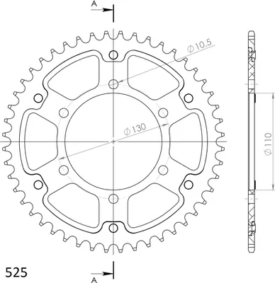 Immagine prodotto di Supersprox Stealth-Kettenrad 525 - 46Z (rot) RST-480:46-RED|ID 110,0 LK 130,0 6-Loch