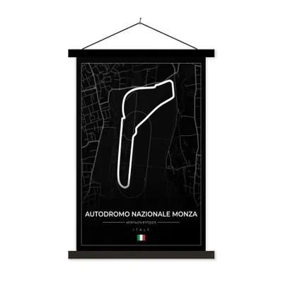 Produktbild von MuchoWow® Textilposter Rennsport - F1 - Rennstrecke - Italien - Autodromo Nazionale Monza - Schwarz 60x90 cm mit schwarzem Rahmen - Poster Wohnzimmer