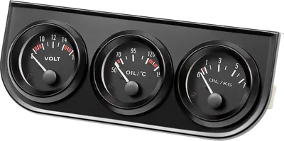 Obrázok produktu pre Dodatočný prístroj do auta – 52 mm 3 v 1 displej – tlak oleja, teplota vody, voltmeter – 12 V LED – čierny