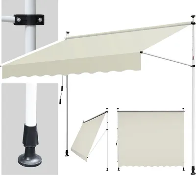 Immagine prodotto di Jopassy tenda da sole per balcone a braccio pieghevole tenda da sole a pinza tenda da sole per balcone 4M, beige