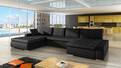 Produktbild von MIRJAN24 Ecksofa Caro, U-Form Couch mit Bettkasten und Schlaffunktion, Polsterecke, Couchgarnitur für Wohnzimmer (Soft 011 + Lawa 06)