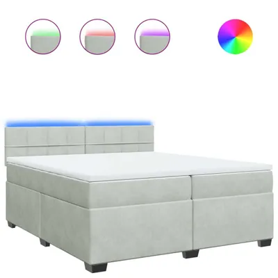 Produktbild von Boxspringbett mit Matratze Hellgrau 200x200 cm Samt