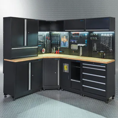 Productafbeelding van Werkplaatsinrichting PREMIUM met eiken werkblad 410 cm breed