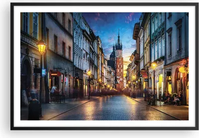 Produktbild von Gerahmtes Poster - Schwarzer Rahmen - Krakau Kirche Mariacki - 91,5x61 cm - Wand Bild - Wanddeko - Wandbilder - Kunstposter - Wandposter - Bilderrahmen - Bilder - Kunstdruck - P2BAA91x61-4722