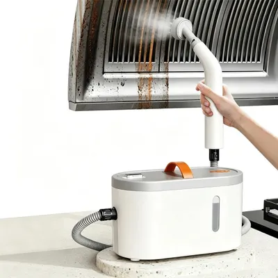 Zdjęcie produktu dla Odkurzacz parowy - Przenośny generator pary o mocy 1200W - Wysoka temperatura i ciśnienie pary - Do czyszczenia klimatyzacji, okapów, samochodów i podłóg - Biały