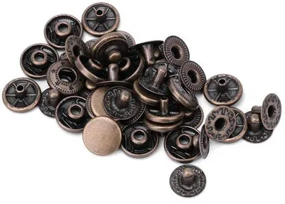Image de Ensemble de 50 boutons-pression en laiton, de 15 mm, design professionnel, pour la fixation de vêtements et de sacs