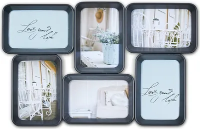 Produktbild von Design Bilderrahmen Loop in schwarz für 6 Fotos schwarze Fotocollage