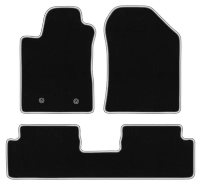 Image de Tapis de sol en moquette pour Toyota Corolla Verso II 2004-2009 (monospace) – jeu 4 pièces, noir/argent, sur mesure – Wielganizator CARLUX