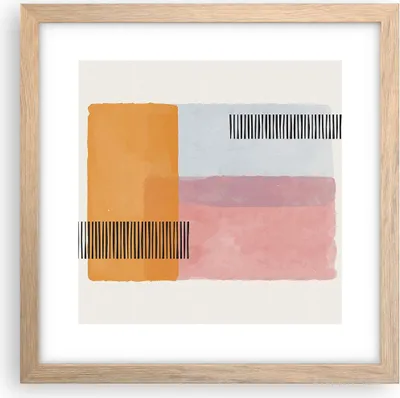 Produktbild von Gerahmtes Poster - Rahmen in heller Eiche - Aquarell Rechtecke Linien - 30x30 cm - Wand Bild - Wanddeko - Wandbilder - Kunstposter - Wandposter - Bilderrahmen - Bilder - Kunstdruck - P2NAC30x30-4669
