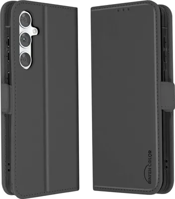 Produktbild von Avizar, Kunstlederetui für Samsung S24 FE, Doppelter Magnetverschluss, Schwarz