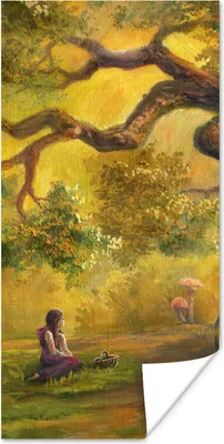 Produktbild von MuchoWow® Poster Eine Illustration einer Person im Wald 80x160 cm - Kinderzimmer