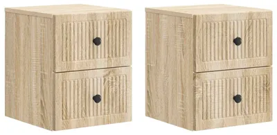 Produktbild von "2026 Moderne"Wandmontierter Nachttisch 2er-set elegantes Design - Nachtschrank - für Schlafzimmer - Sonoma-Eiche 33x34,5x40cm - Nachttische & -schränke Schlussverkauf501100