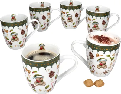 Image de MamboCat Friend Set de 6 tasses à café 480 ml Porcelaine Tasses de Noël
