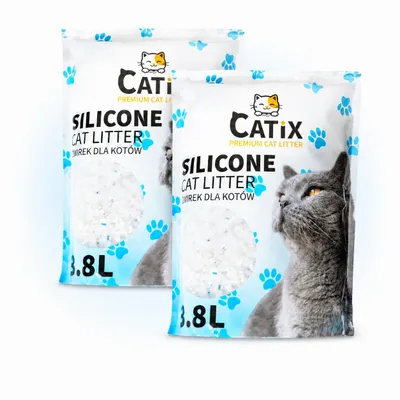 Image de Litière pour chats CATIX Premium, silicate, 7,6L, 3,4kg. Litière cristalline, peu poussiéreuse, antibactérienne et absorbant les odeurs, Image générée par une IA