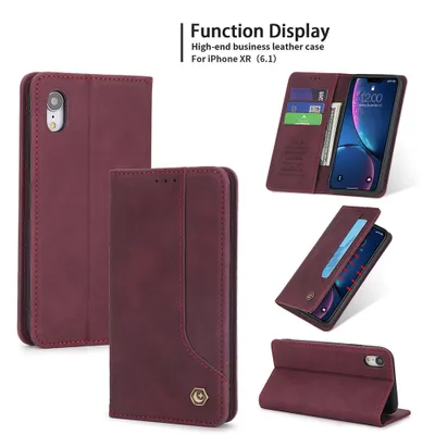 Obrázek produktu pro RetroPolyuretankožené pouzdro pro iPhone XR peněženkový design pouzdro s držákem na karty a stojánkem červené