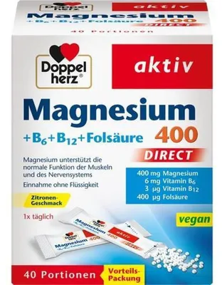 Produktbild von DOPPELHERZ Magnesium+B Vitamine DIRECT Pellets 40 St PZN 11616135