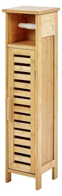 Produktbild von Schmaler Badschrank aus Bambusholz für Toilettenpapier, hellbraun, 72 cm hoch