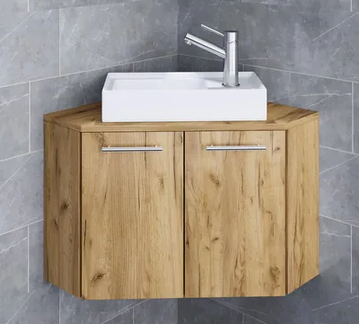 Produktbild von VCM 2-tlg Set | Waschplatz für Gäste WC | Gästebad | Waschtisch Toilette | Badmöbel Eckschrank | Badezimmer Set – Vilosa