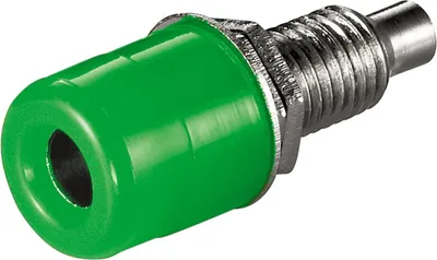 Produktbild von Wentronic Bananenbuchse mit Gewinde, Grün - 4 mm, mit 2 Muttern, Grün