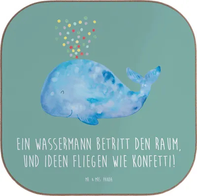 Produktbild von Mr. & Mrs. Panda Untersetzer für Gläser Wassermann Ideenflug - Meeresbrise - Geschenk, Ideen, gläseruntersetzer, Kreativ, Tasse, Geschenke Sternzeichen, Inspiration