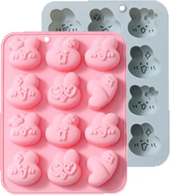 Obrázek produktu pro 3D silikonová králičí forma na čokoládu se 6 prohlubněmi, silikonová králičí forma, králičí forma na pečení pro pěnu, dort, pudink, želé, dezert, fondán, tvarohový dort, mýdlo, zásobník na kostky ledu
