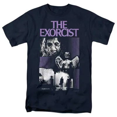 Immagine prodotto di Maglietta unisex "Che giornata fantastica" ispirata al film "L'esorcista", taglia uomo/donna, modello TV38130 (4XL), colore blu navy, Immagine generata dall'IA