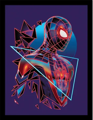 Produktbild von Spider-Man - Gerahmtes Poster, geometrisches Design PM8554 (40 cm x 30 cm) (Violett/Blau/Rot)