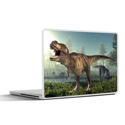 Produktbild von MuchoWow® Laptop Aufkleber Sticker Cover Dino - Gras - Zeichnung - Kinder - Jungen 30x21 cm - Sticker für Laptop - Selbstklebend