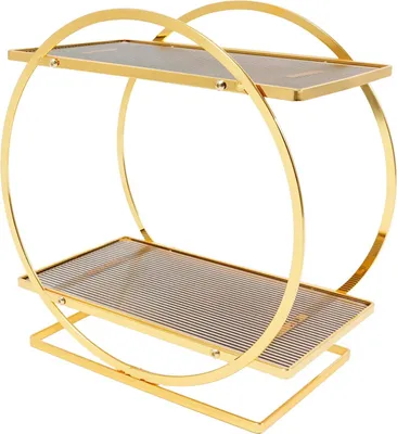 Produktbild von Kosmetik Organizer - 2-stöckiges Regal - Acryl & Kohlenstoffstahl - Platzsparend - Für Bad & Schminktisch - Gold