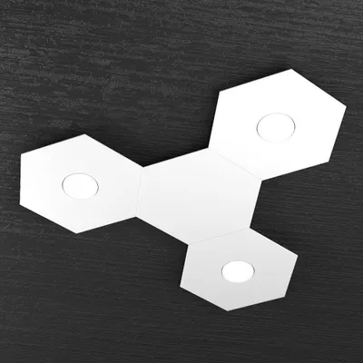 Immagine prodotto di Plafoniera Moderna 4 Moduli Hexagon Metallo Bianco 3 Luci Led 12X3W
