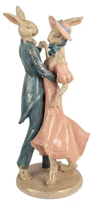 Image de Clayre & Eef Figurine de décoration Lapin 20x18x47 cm Beige Plastique