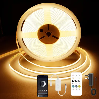Productafbeelding van COB LED Strip 7,5 m Warm Wit 2700 K Dimbaar met Afstandsbediening en Voeding