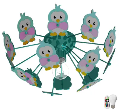 Produktbild von RGB LED Kinderzimmer Deckenbeleuchtung mit Eulen VIKI 2
