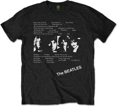 Obrázok produktu pre The Beatles White Album Tracks (Back Print) Black L Tričko