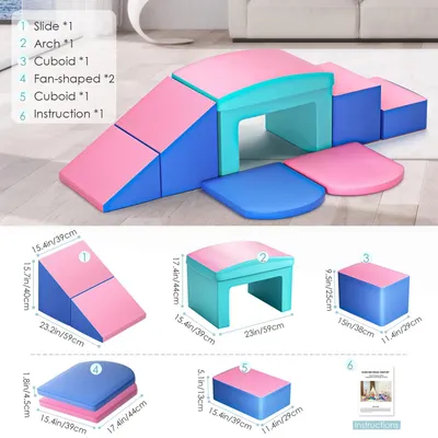 Immagine prodotto di Giochi per arrampicata per bambini piccoli - Set da arrampicata in schiuma per interni - Blocchi da costruzione morbidi - Moduli per gattonare e arrampicare - Adatto a bambini sotto i 3 anni - Colore: rosa