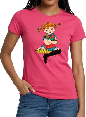 Produktbild von Spreadshirt Pippi Langstrumpf Zusammen Mit Herr Nilsson Frauen T-Shirt, XL, Azalea