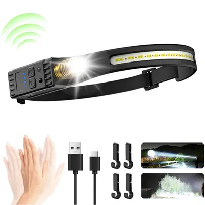 Produktbild von LED Stirnlampe Wiederaufladbar – 230° Breitstrahl, Wasserdicht, Joggen, Camping, Angeln