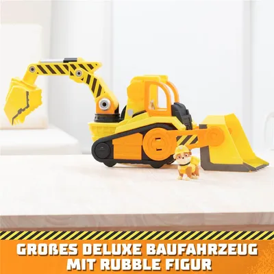 Produktbild von Rubble & Crew - Großes Planierraupen-Baufahrzeug mit Licht- und Geräuscheffekten (Deluxe Fahrzeug) und Rubble-Figur, Bulldozer, 3 Jahr(e), LR44, Kunststoff, Mehrfarbig