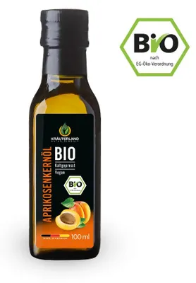 Produktbild von Kräuterland Aprikosenkernöl 100ml kaltgepresst aus biologischem Anbau natives Speiseöl