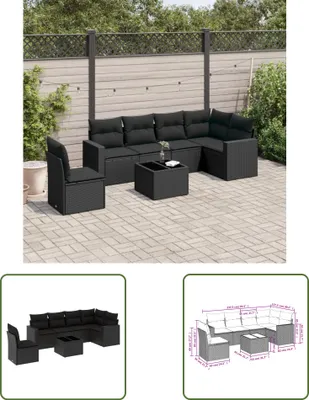 Produktbild von The Living Store 7-tlg. Garten-Sofagarnitur mit Kissen Schwarz Poly Rattan
